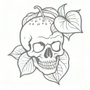 Medium tattoo shaped as strawberry with no leaves and no flowers skull shows power and softness touch in black outlined  tattoo design idea