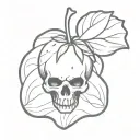 Medium tattoo shaped as strawberry with no leaves and no flowers skull shows power and softness touch in black outlined  tattoo design idea