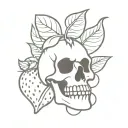 Medium tattoo shaped as strawberry with no leaves and no flowers skull shows power and softness touch in black outlined  tattoo design idea