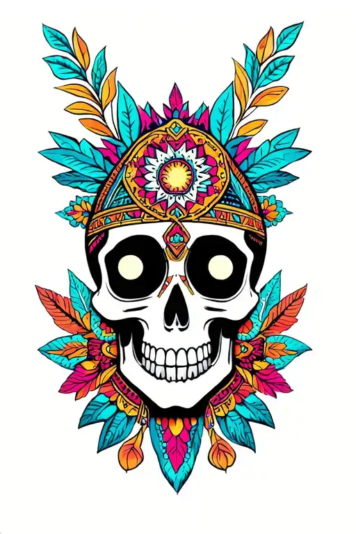 Skull like huichol tattoo design idea