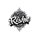 name written rishie tattoo design idea