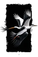 crane bird flying tattoo design idea
