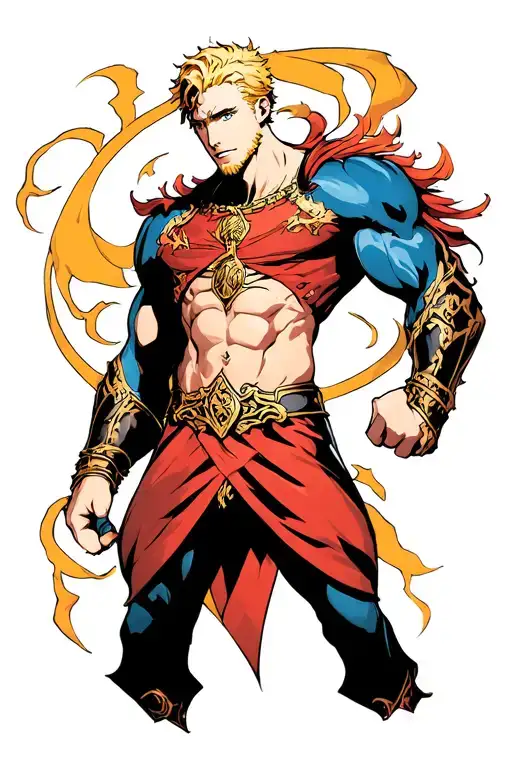 Escanor from seven deadly sins manga style tattoo design idea