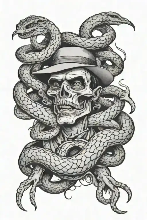 cash omerta tattoo with snakes tattoo design idea