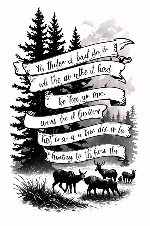 bible verse with hunting scene tattoo design idea