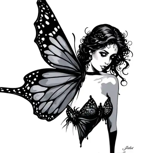 Black Fairy tattoo design idea