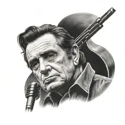 Johnny cash portrait tattoo design idea