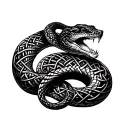 Snake biting its own tail using celtic knots weaving tattoo design idea