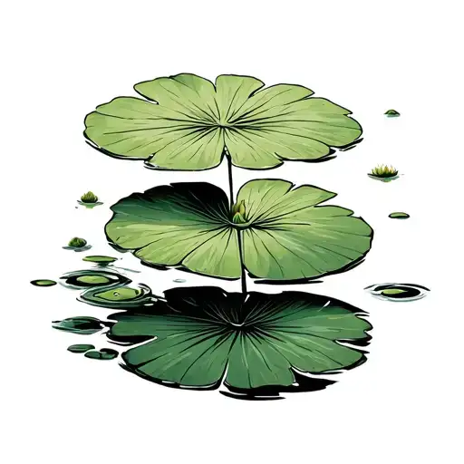 Water Lily pad green leaves falling tattoo design idea