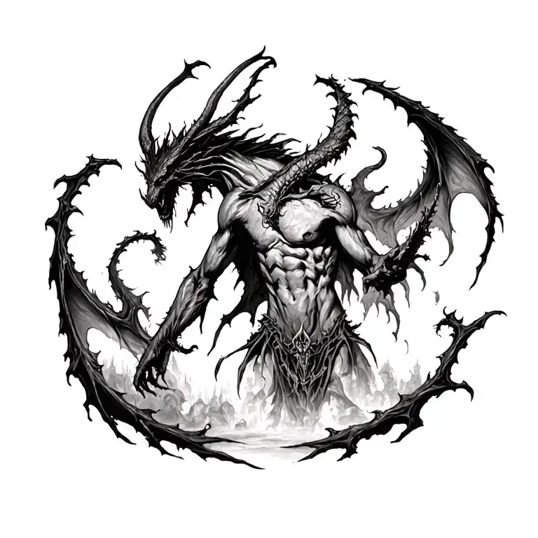 demons in the underworld realism tattoo design idea