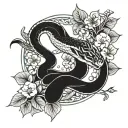 Viper in clover field tattoo design idea