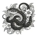 Viper in clover field tattoo design idea