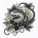 Viper in clover field tattoo design idea