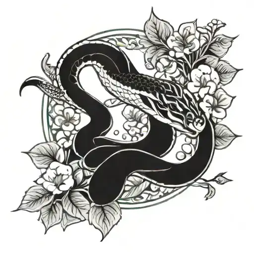Viper in clover field tattoo design idea