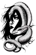 anime face and snake  tattoo design idea