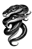anime face and snake  tattoo design idea