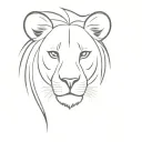 half face lion head with baby lioness tattoo design idea