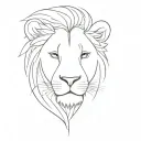 half face lion head with baby lioness tattoo design idea