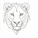 half face lion head with baby lioness tattoo design idea