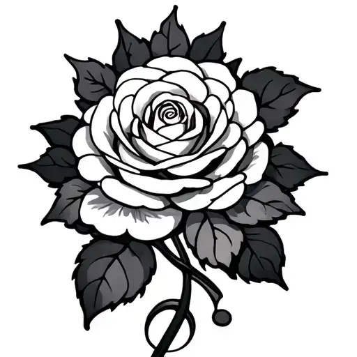 Stained Glass, tudor rose, music note tattoo design idea