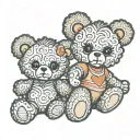 teddy bear with two Afro puff tattoo design idea
