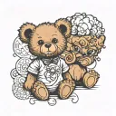 teddy bear with two Afro puff tattoo design idea