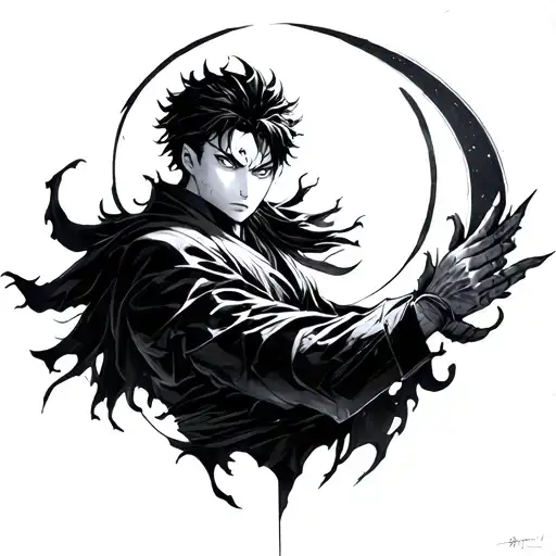 Tatoeage from attack on Titan, solo leveling, jujutsu kaizen and black clover tattoo design idea