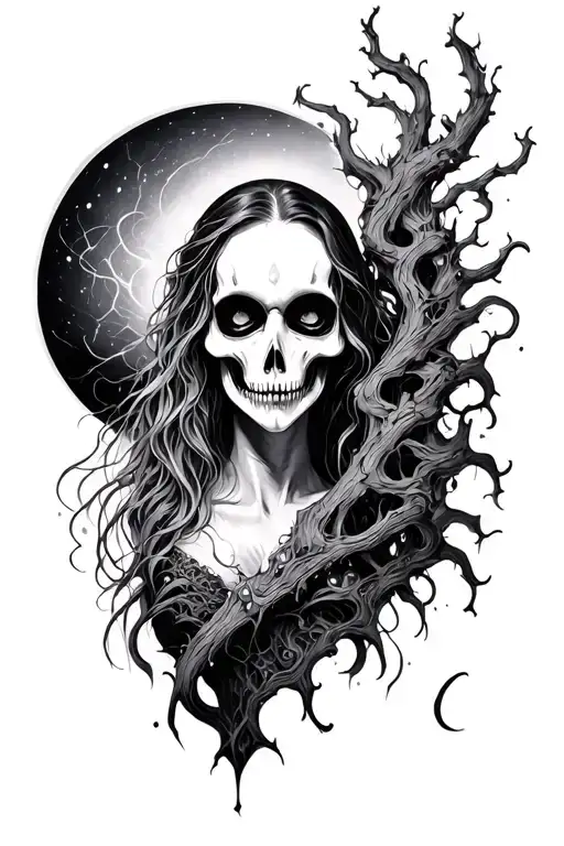 sinister ethereal scene tattoo design idea