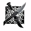 traditional, 'everything went black' tattoo (the hands and the knives crossing eachother) with a trad web behind it tattoo design idea