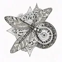 dragonfly resting on a mandala design tattoo design idea