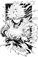 Killua Zoldyck fighting using godspeed you black emperor tattoo design idea