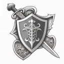 Templar sword and shield tattoo design idea