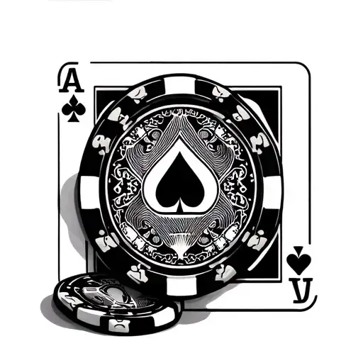 money cards poker chip tattoo design idea