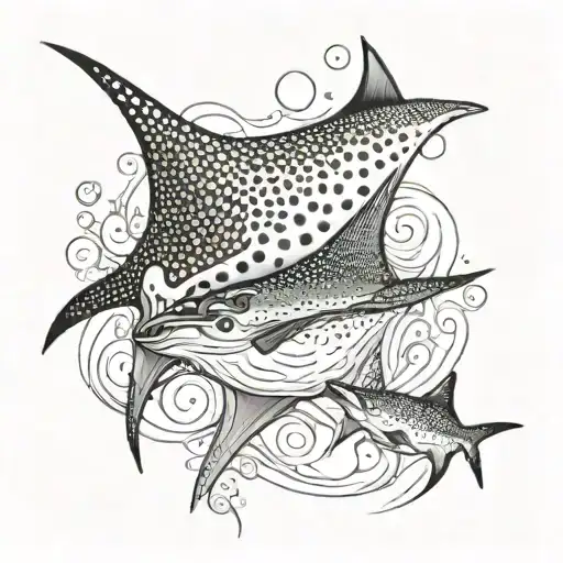 eagle ray with her baby being born  tattoo design idea