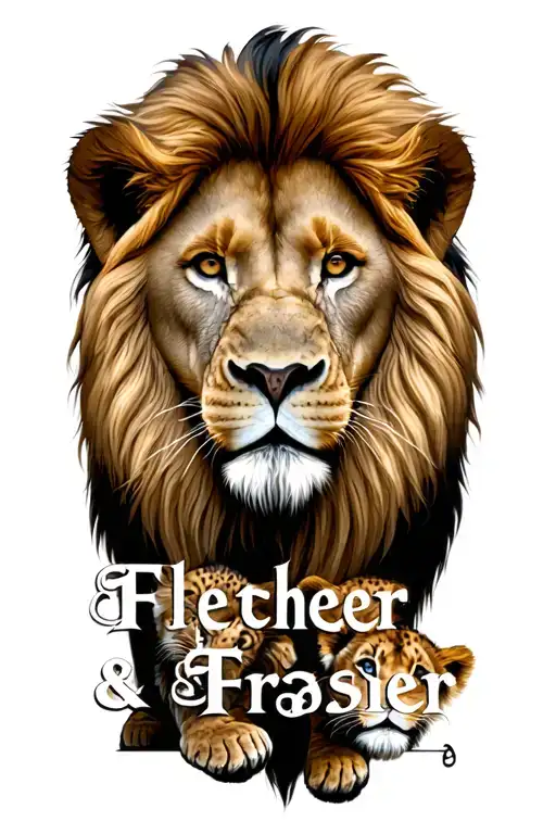 "Fletcher & Fraser " Lion with 2 lion cubs - lion looking over the cubs as a father figure. tattoo design idea
