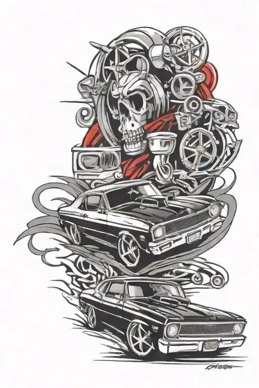 chevy nova ss Cherry red tattoo design idea