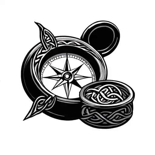compass with celtic knot tattoo design idea