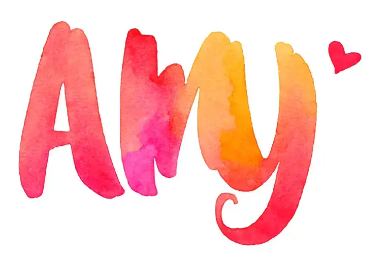 Amy name with heart for 4 of my kids name  tattoo design idea