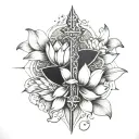 christian cross and lotus flower tattoo design idea