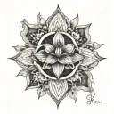 christian cross and lotus flower tattoo design idea