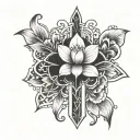 christian cross and lotus flower tattoo design idea