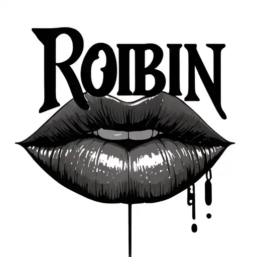 "Robin" lips kissing tattoo design idea