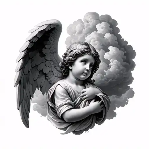 Rafael cherub angel and cloud tattoo design idea