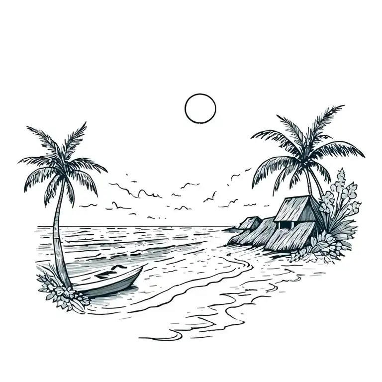 tattoo of bonaire and the beach landscape also add the sun tattoo design idea