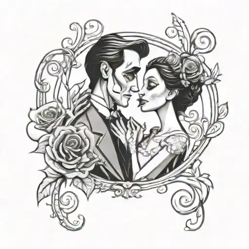 corpse bride Victor And emily tattoo design idea