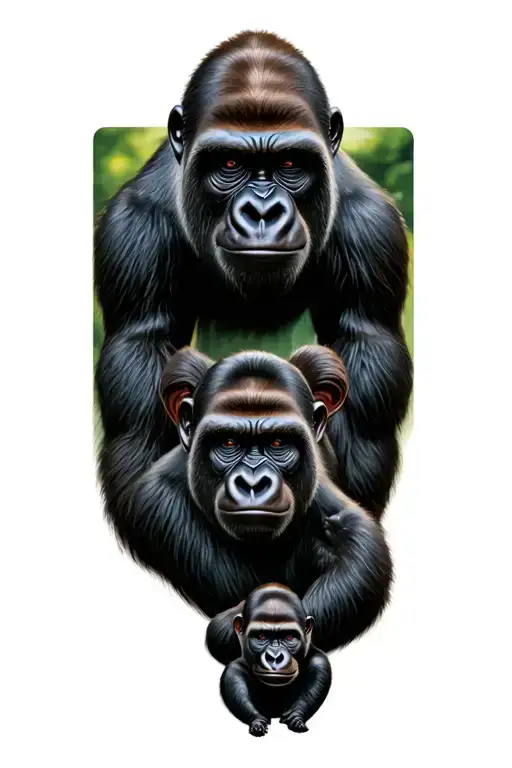 Gorilla Family tattoo design idea