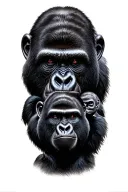 Gorilla Family tattoo design idea