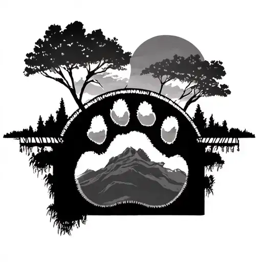 paw print under the rainbow bridge tattoo design idea