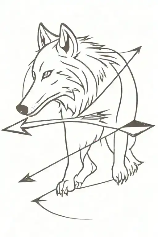 A wolf on the prowl with arrows sticking out of it tattoo design idea