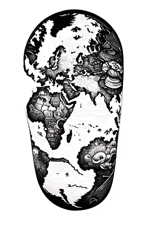 traveling arround the world tattoo design idea